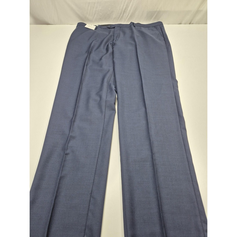 Rossetti Suit Pants Men's 46x36 Blue 100% Wool Super 150s Flat Front Dress NWT